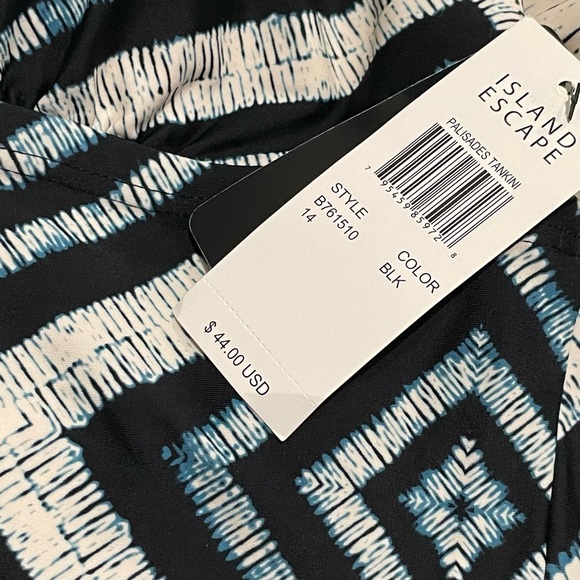 Island Escape Strappy Back Tankini Top in Black/Blue - Picture 8 of 11